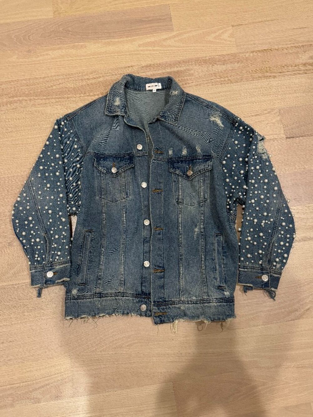 Sunset & Spring Embellished Oversized Denim Jacket XS